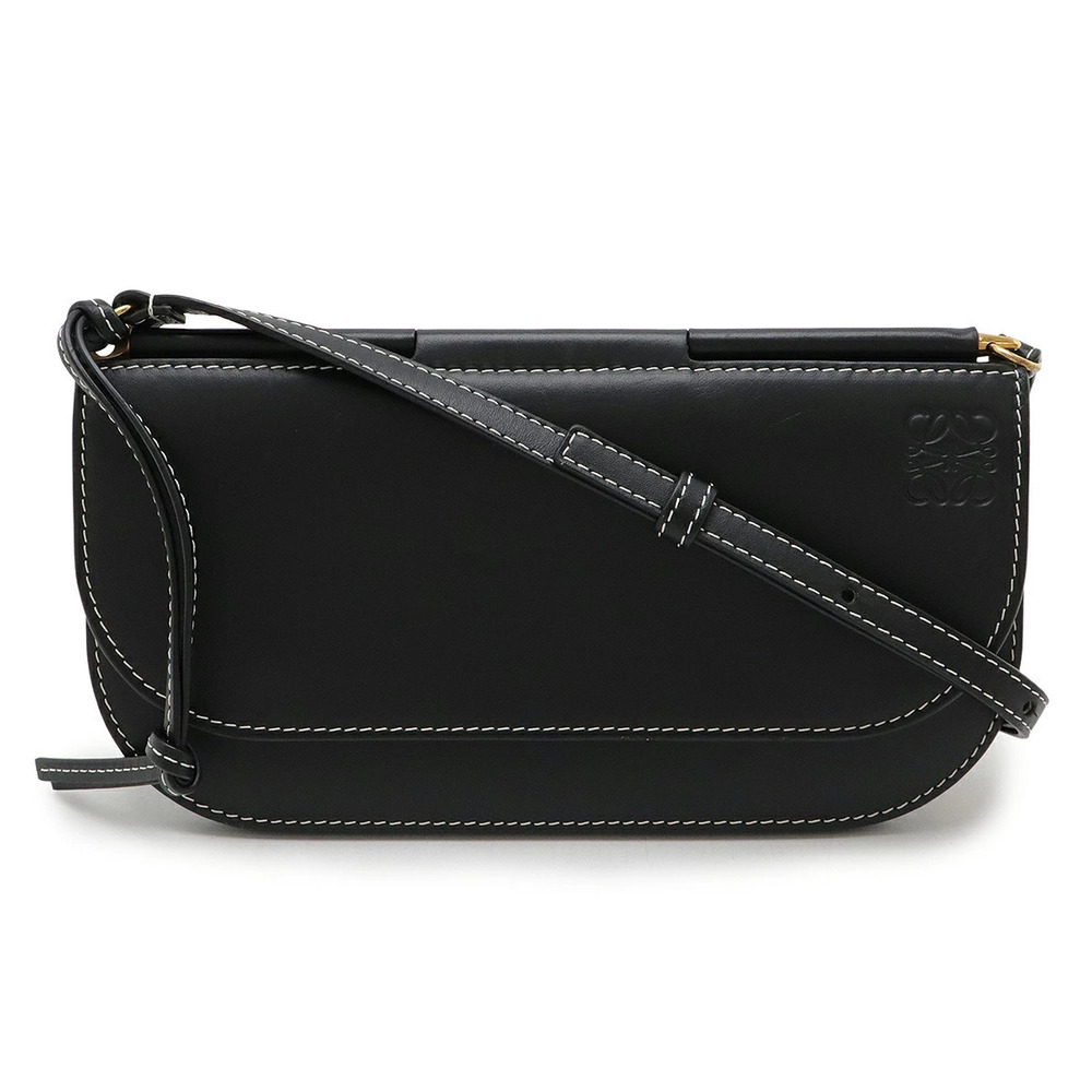 Loewe Anagram Gate Pochette Shoulder Bag Wallet Leather Black